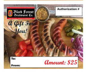 Gift Card $25.00 - Black Forest Bratwurst Co.