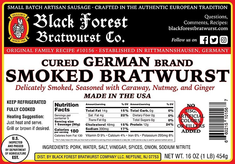 German Style Cooked / Smoked  Bratwurst Combo Pack (6lb.) - Black Forest Bratwurst Co.